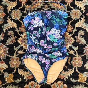 Bold Floral One Piece Strapless Convertible Swimsuit
